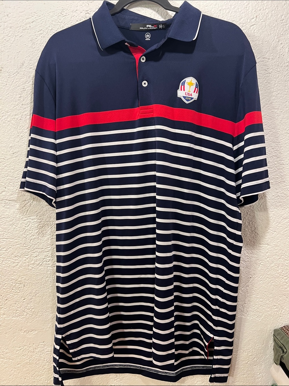 RLX Ralph Lauren 2018 Ryder Cup USA Golf Polo L Americana